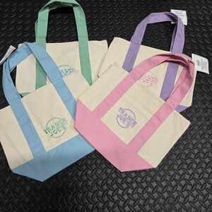 Trader Joe's Pastel Canvas Tote Bags All 4 Color Set
